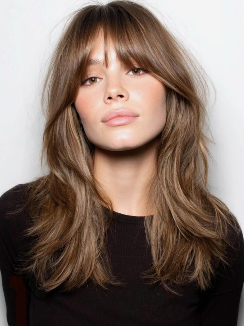 Dark Blonde Collarbone Shag Soft Blowout — Shag 2027 with Curtain Bangs
