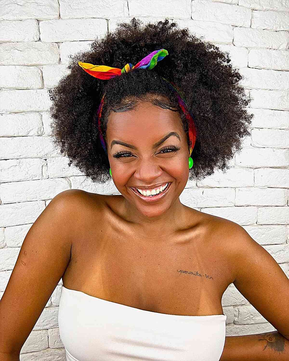 Afro With Rainbow Striped Headband Afro With Rainbow Striped Headband — Head Wrap Hairstyles 2027
