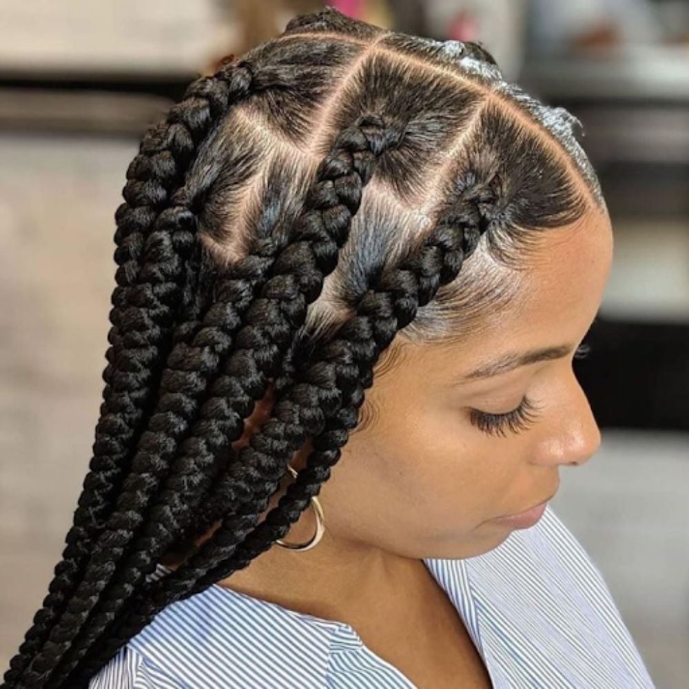 Mid-Back Large Knotless Box Braids — Jumbo Braided Hairstyles 2027