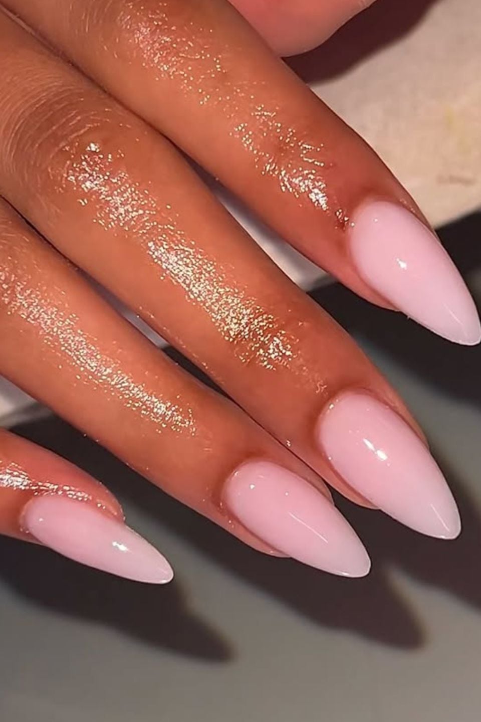 Medium Almond Opaque Light Pink Medium Almond Opaque Light Pink — Almond Nails 2027 for Fat Fingers