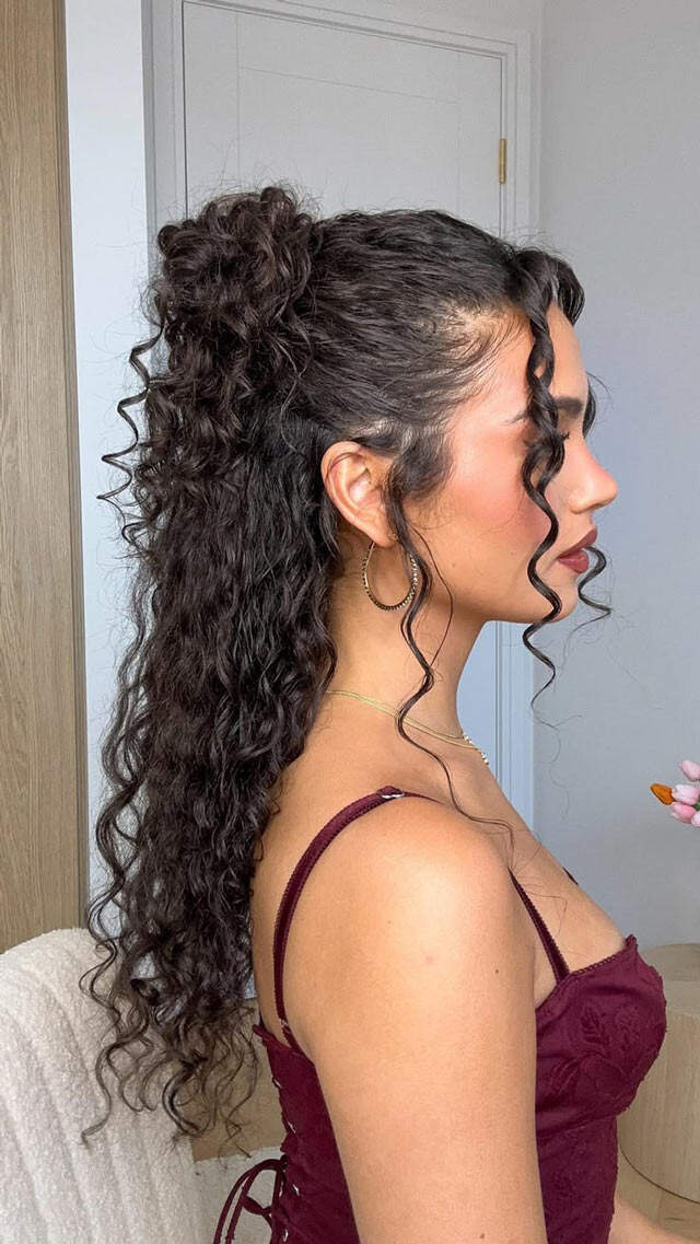 Dark Brown Cascading Curly Ponytail Dark Brown Cascading Curly Ponytail — Ponytail Hairstyles 2027 for Curly Hair