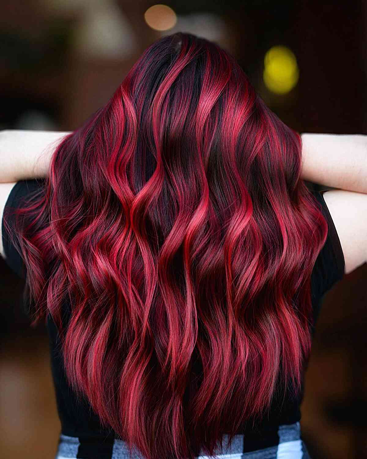 Deep Red With Bright Red High Contrast Balayage Deep Red With Bright Red High Contrast Balayage — Balayage on Red Hair 2027