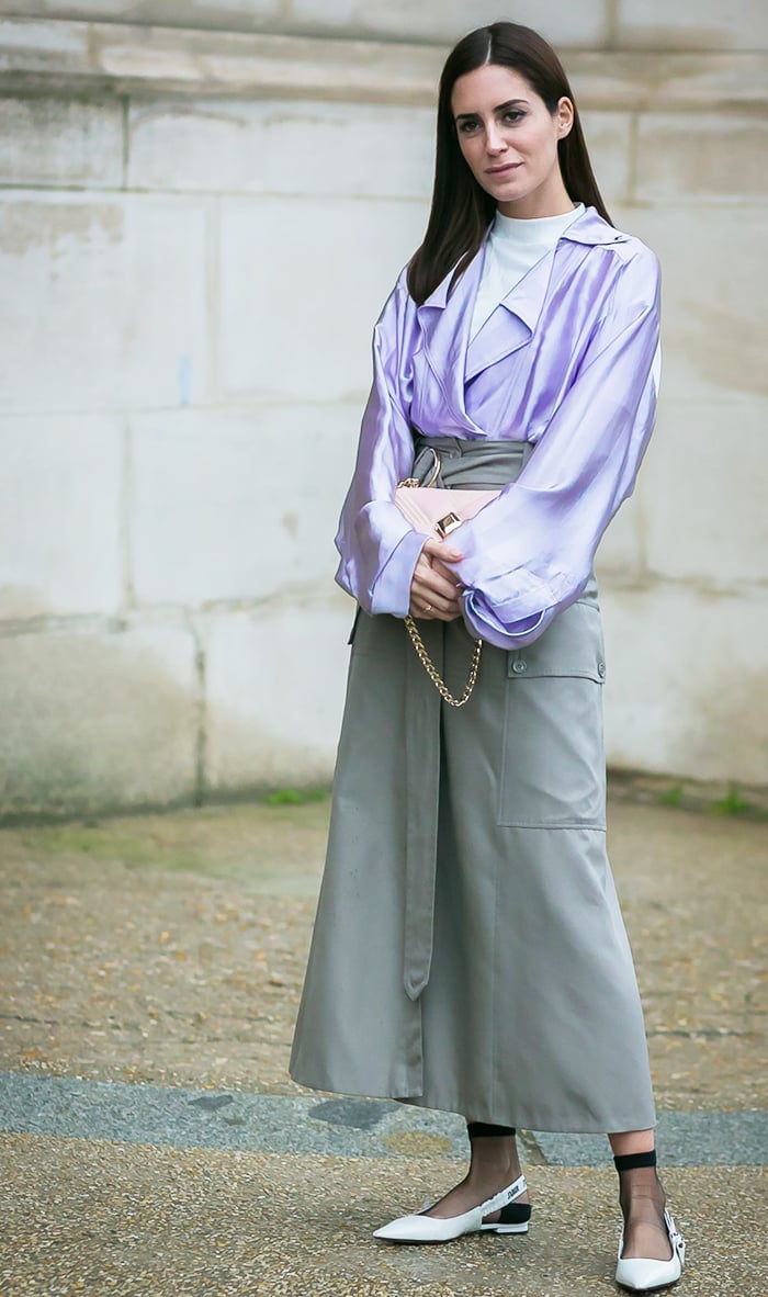 Lilac satin blouse over white turtleneck, Office-Safe Version Lilac satin blouse over white turtleneck, Office-Safe Version — Silk Blouse Outfits 2027
