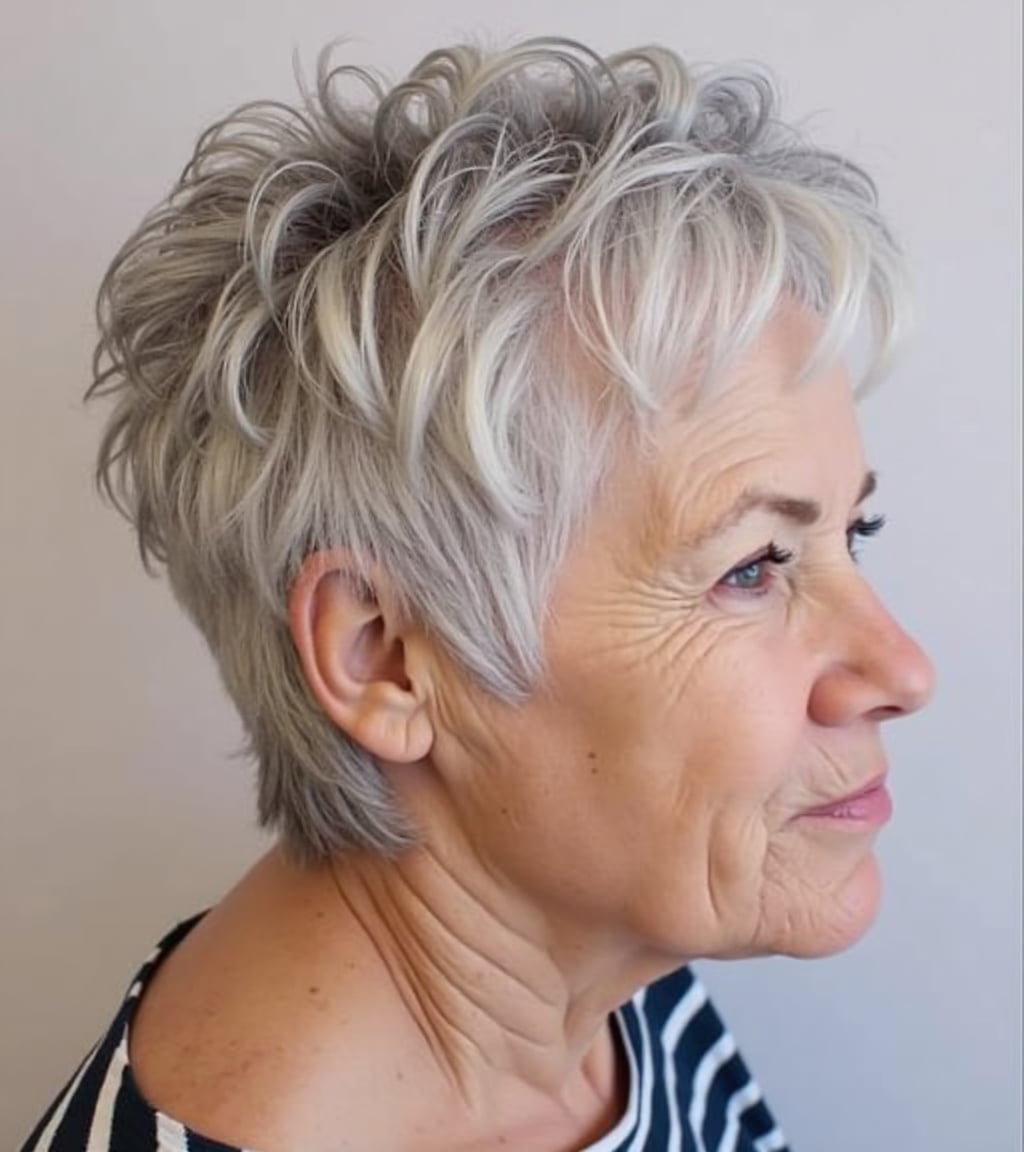 Ear Length Pixie With Tousled Bangs, Gray Ear Length Pixie With Tousled Bangs, Gray — Haircuts 2027 for Women Over 60
