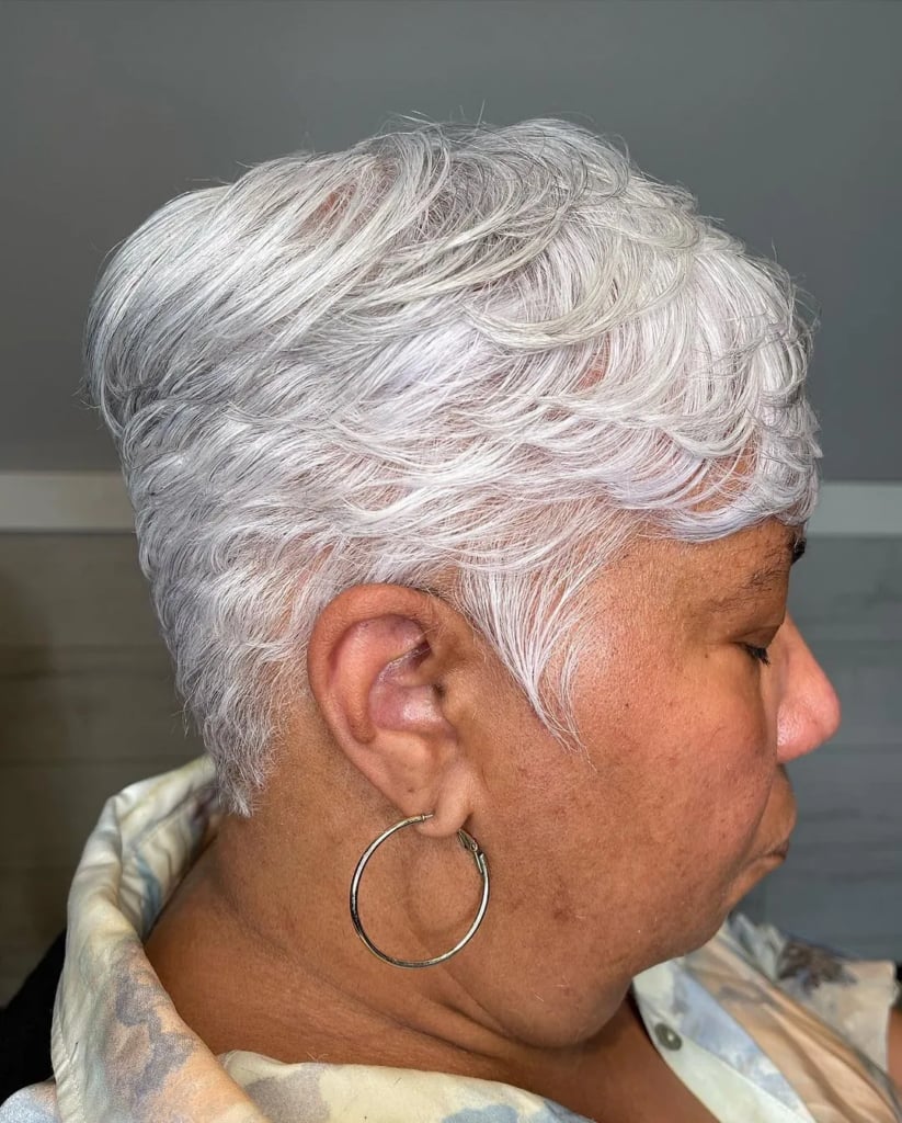 Silver Gray Pixie With Stacked Layers Silver Gray Pixie With Stacked Layers — Short Relaxed Hairstyles 2027