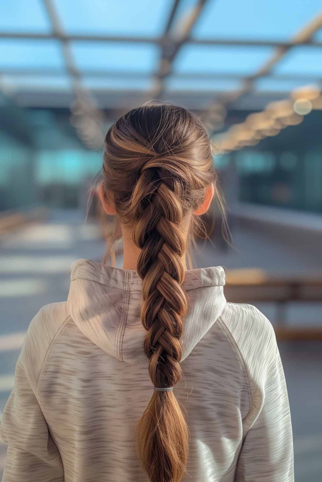 Thick Neat Braid With Blonde Highlights Thick Neat Braid With Blonde Highlights — Sporty Gym Hairstyles 2027